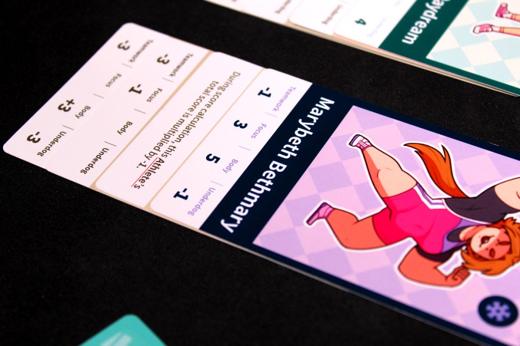 Close-up of a character card from the game Tournament Arc, featuring a character named Marybeth Bethmary with attributes for gameplay.